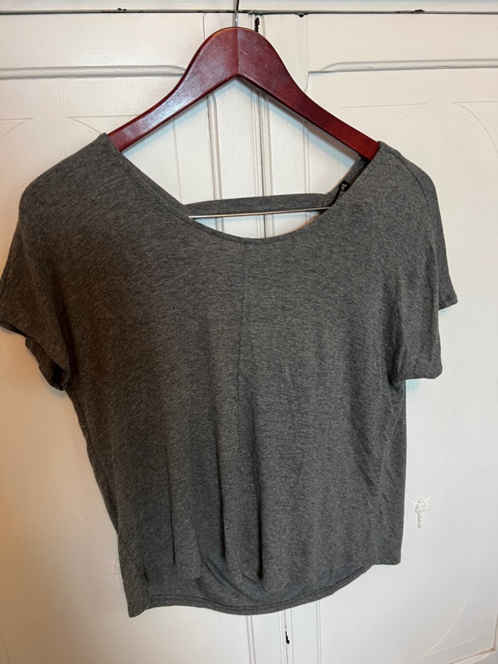 2/$7 Express Gray Short Sleeve Scoop back Top